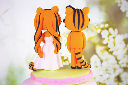 Tiger Wedding Cake Topper Bride and Groom