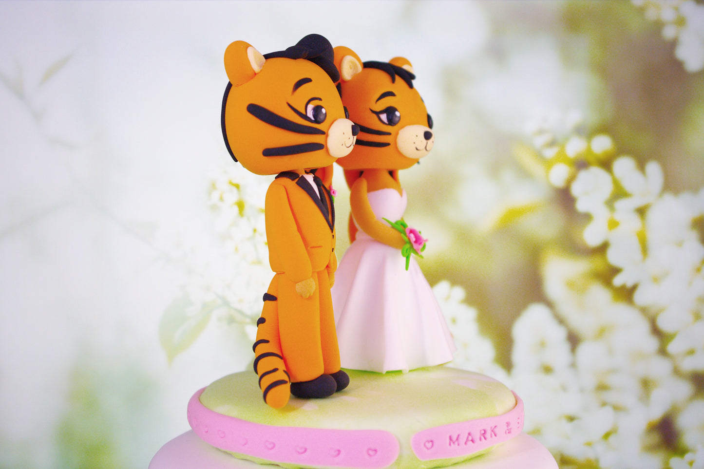 Tiger Wedding Cake Topper Bride and Groom