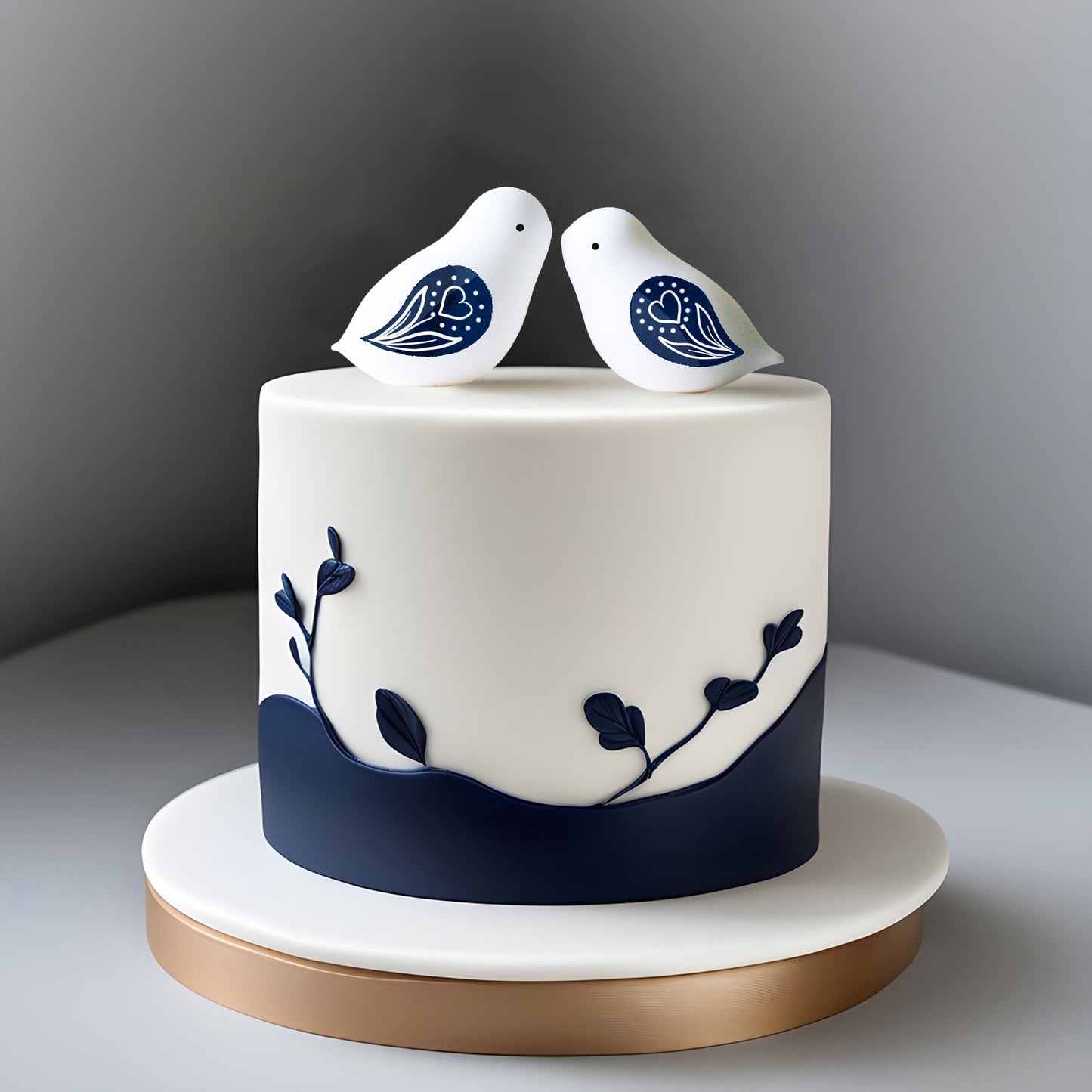 Minimalist Birds Wedding Cake Topper Figurine