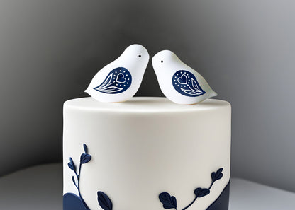 Minimalist Birds Wedding Cake Topper Figurine