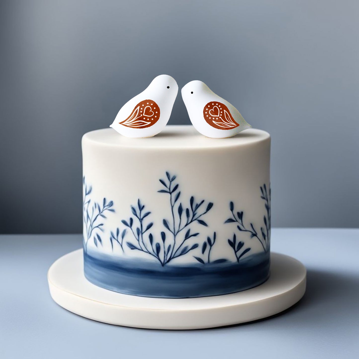 Minimalist Birds Wedding Cake Topper Figurine