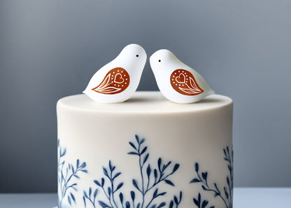 Minimalist Just Married Cake Topper with Hand-Painted Wings