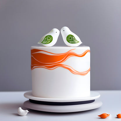 Minimalist Just Married Cake Topper with Hand-Painted Wings