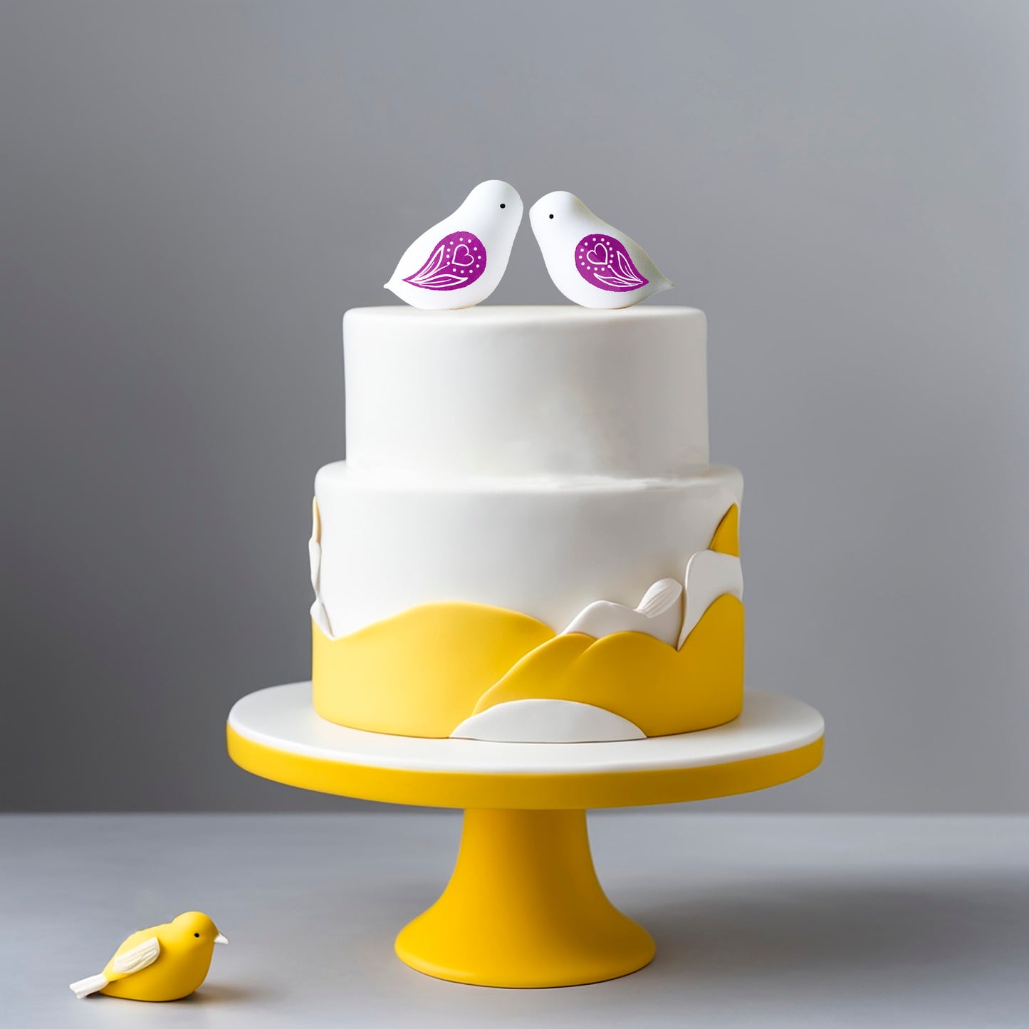 Minimalist Birds Wedding Cake Topper Figurine