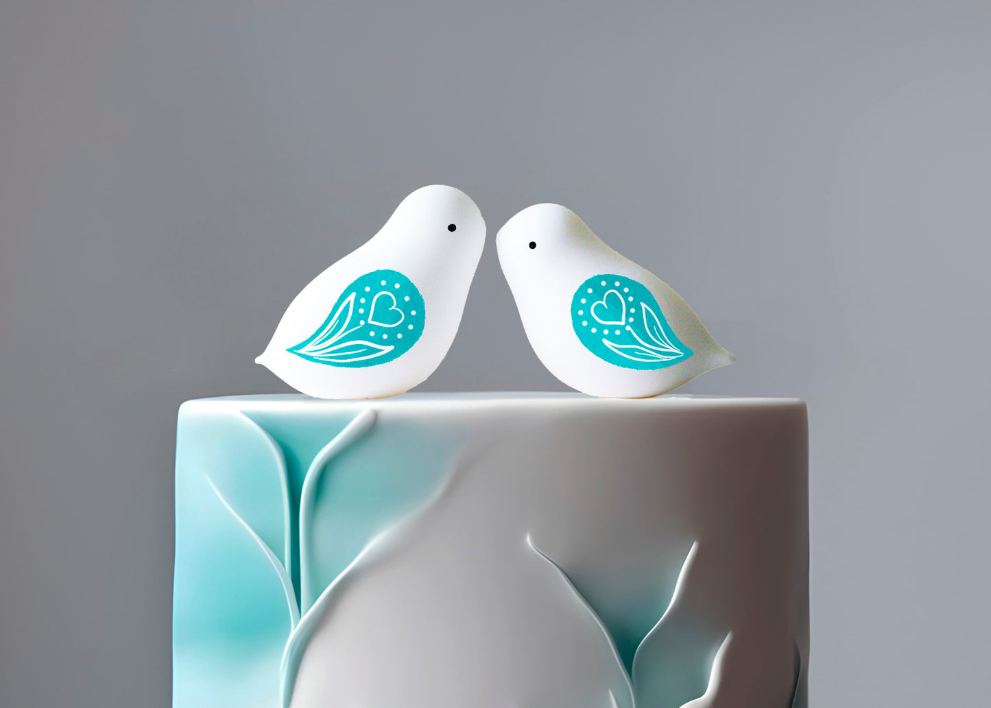 Minimalist Just Married Cake Topper with Hand-Painted Wings