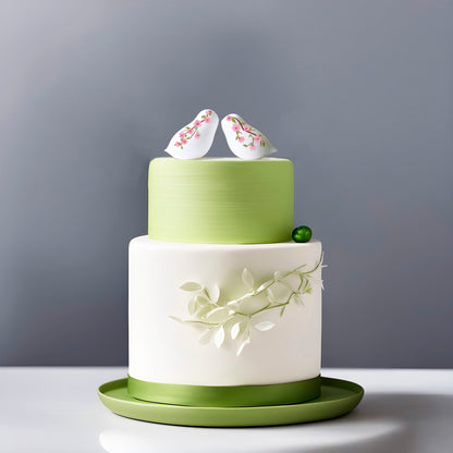 Sakura Love Birds Wedding Cake Topper | Hand-Painted Birds