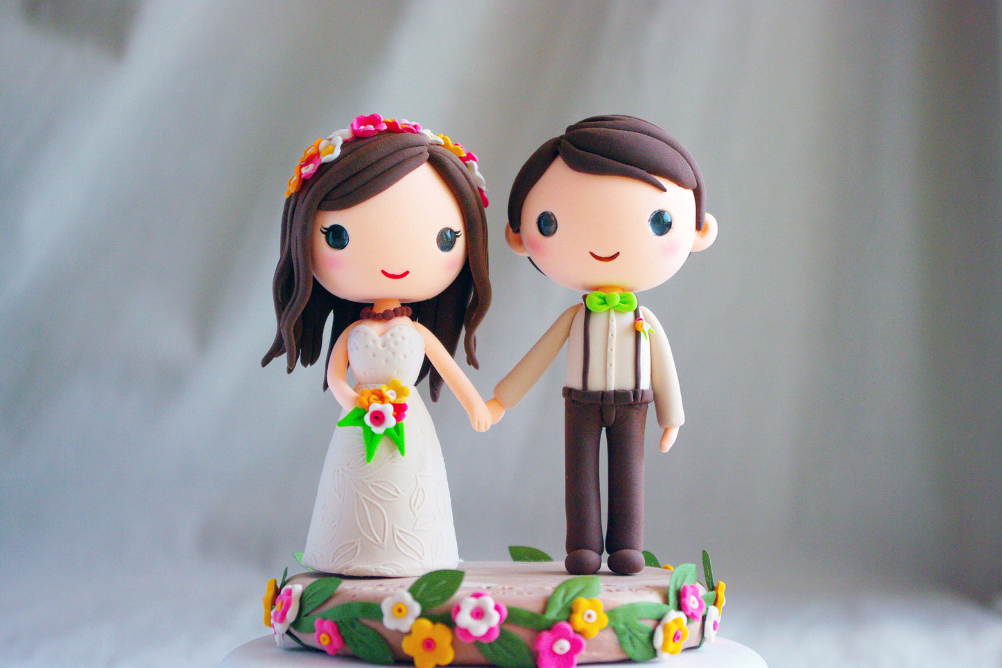 Custom Boho Wedding Cake Topper | Bohemian Bride and Groom