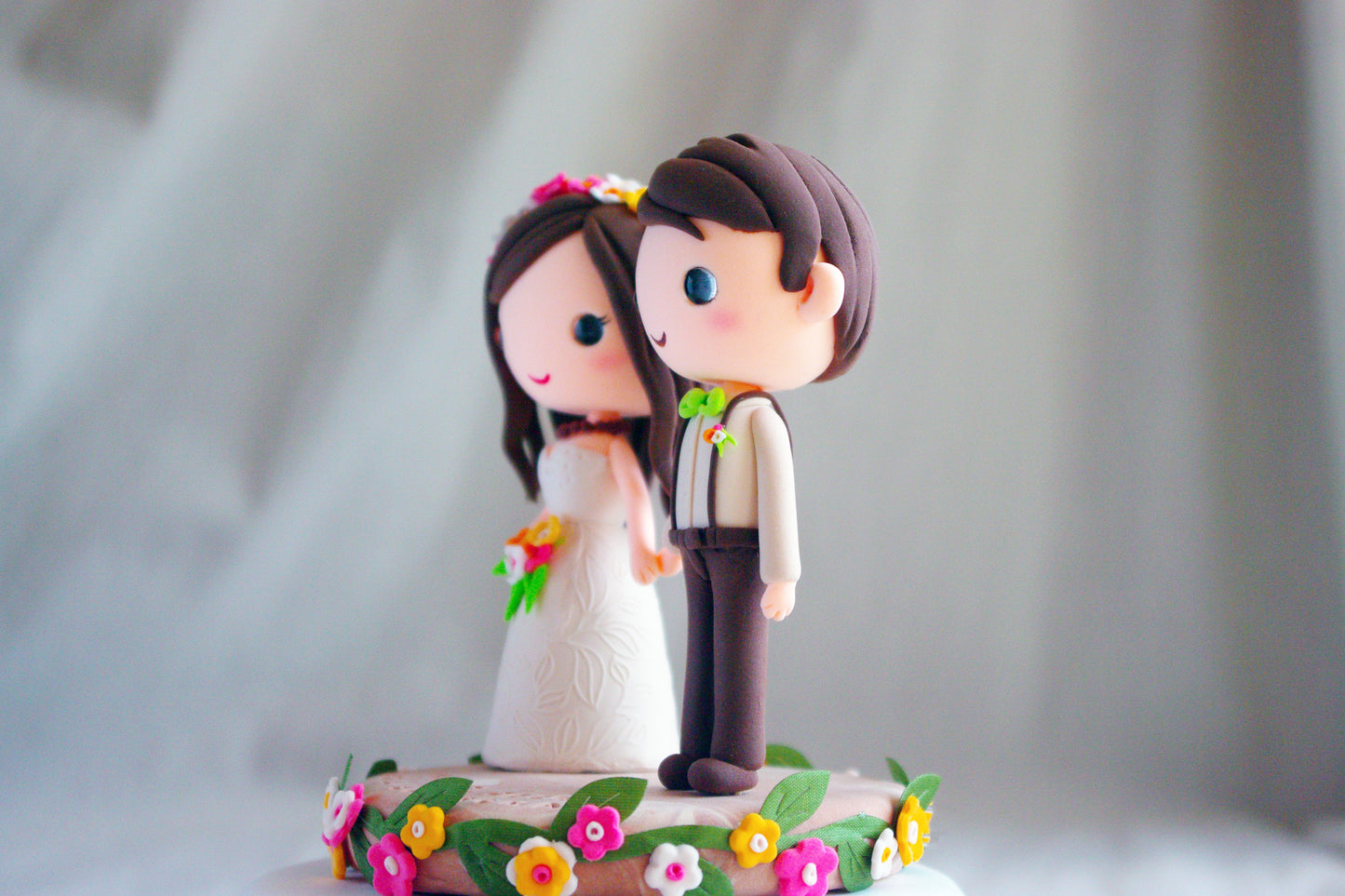 Custom Boho Wedding Cake Topper | Bohemian Bride and Groom