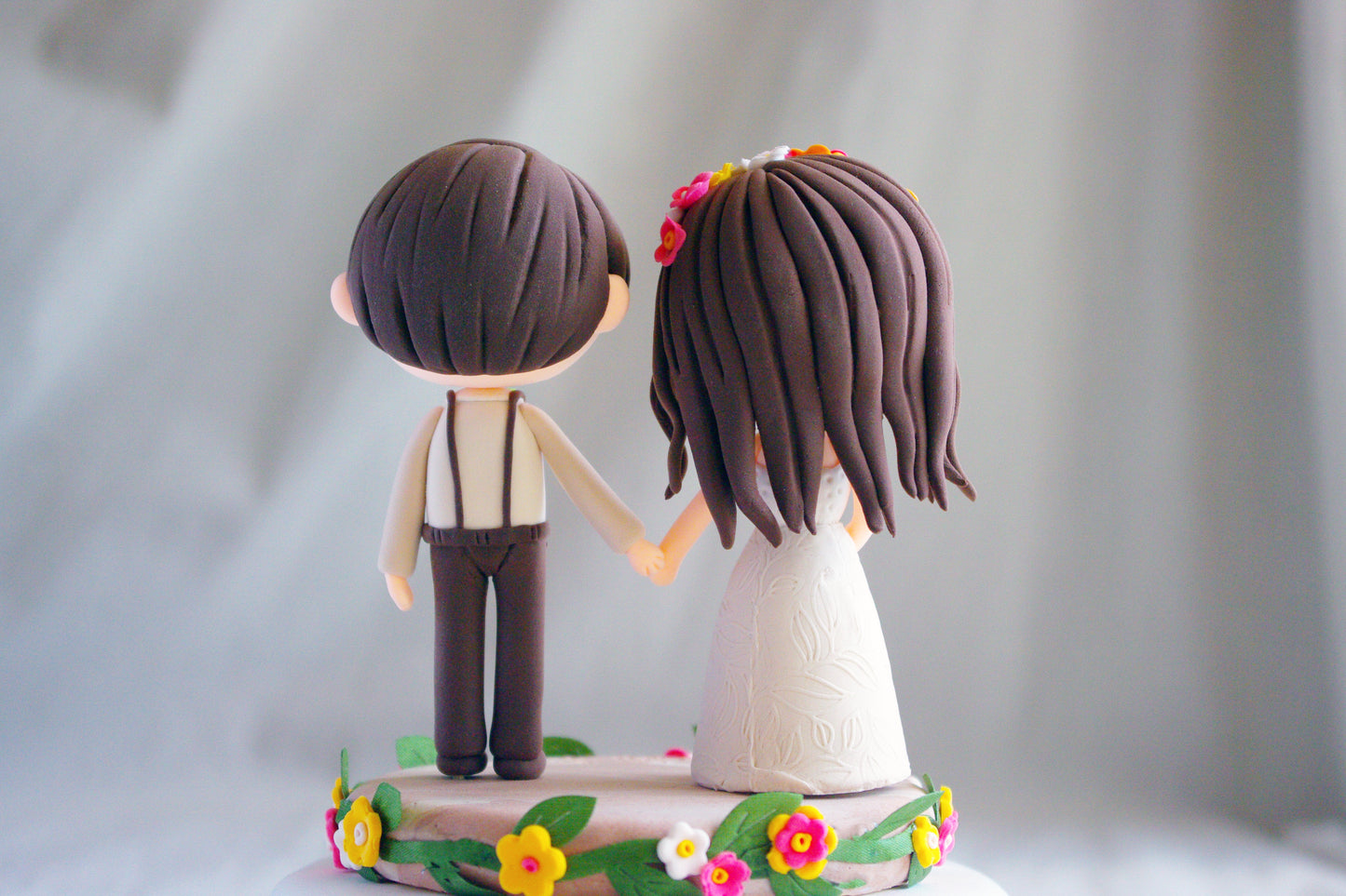 Custom Boho Wedding Cake Topper | Bohemian Bride and Groom