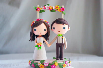 Custom Boho Wedding Cake Topper | Bohemian Bride and Groom