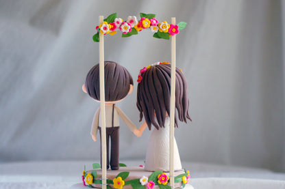 Custom Boho Wedding Cake Topper | Bohemian Bride and Groom