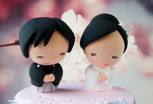 Japanese Wedding Cake Topper Funny | Bride and Groom Figurine