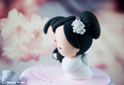 Japanese Wedding Cake Topper Funny | Bride and Groom Figurine