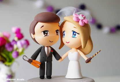 Custom Anime Wedding Cake Topper | Just Married Couple Hobby Figurine