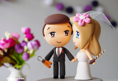 Custom Anime Wedding Cake Topper | Just Married Couple Hobby Figurine