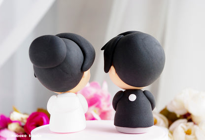 Japanese Funny Wedding Cake Topper | Just Married Couple Figurine