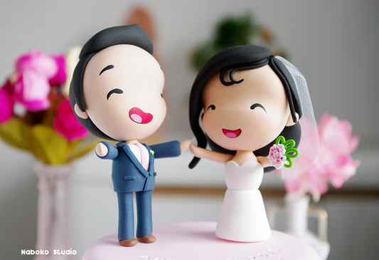 Funny Wedding Cake Topper Custom | Just Married Couple Figurine