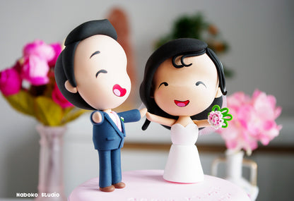 Funny Wedding Cake Topper Custom | Just Married Couple Figurine