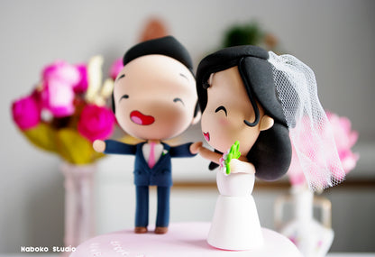 Funny Wedding Cake Topper Custom | Just Married Couple Figurine