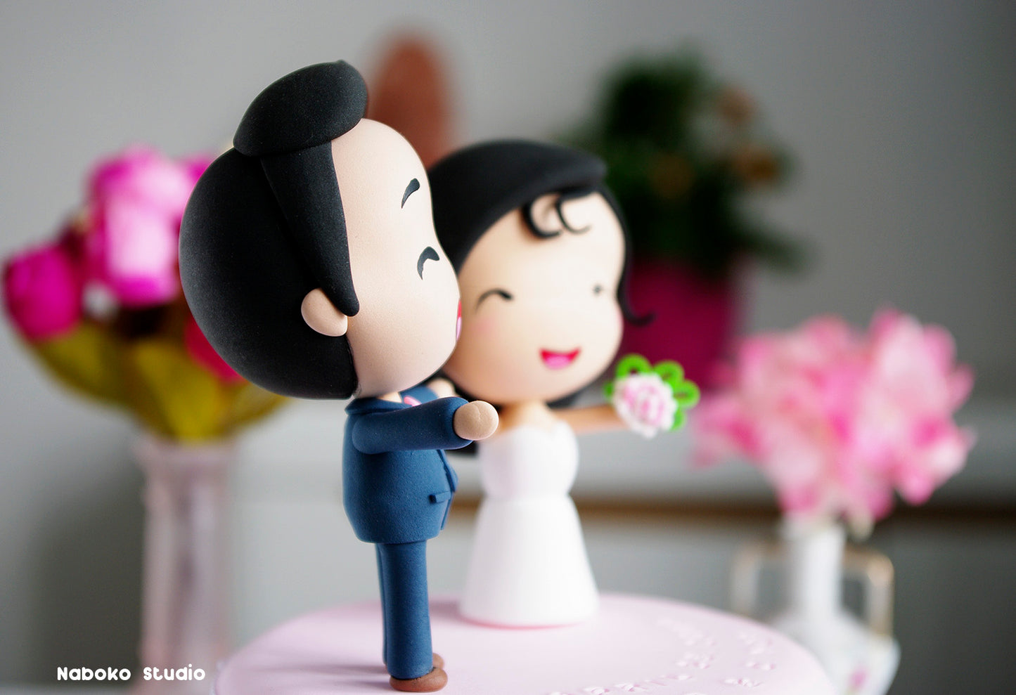 Funny Wedding Cake Topper Custom | Just Married Couple Figurine