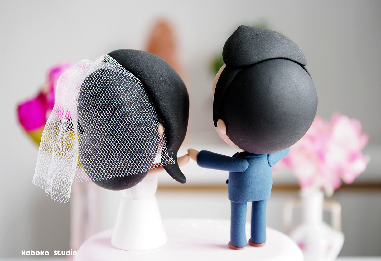 Funny Wedding Cake Topper Custom | Just Married Couple Figurine