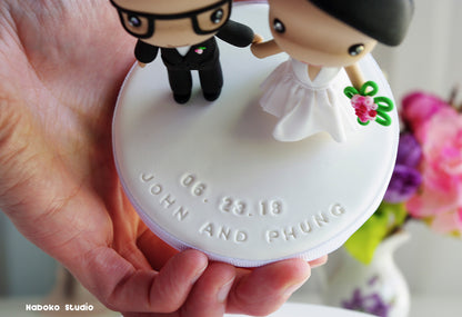 Cute Custom Wedding Cake Topper | Bride and Groom Figurine