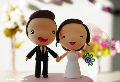 Cute Custom Wedding Cake Topper | Bride and Groom Figurine