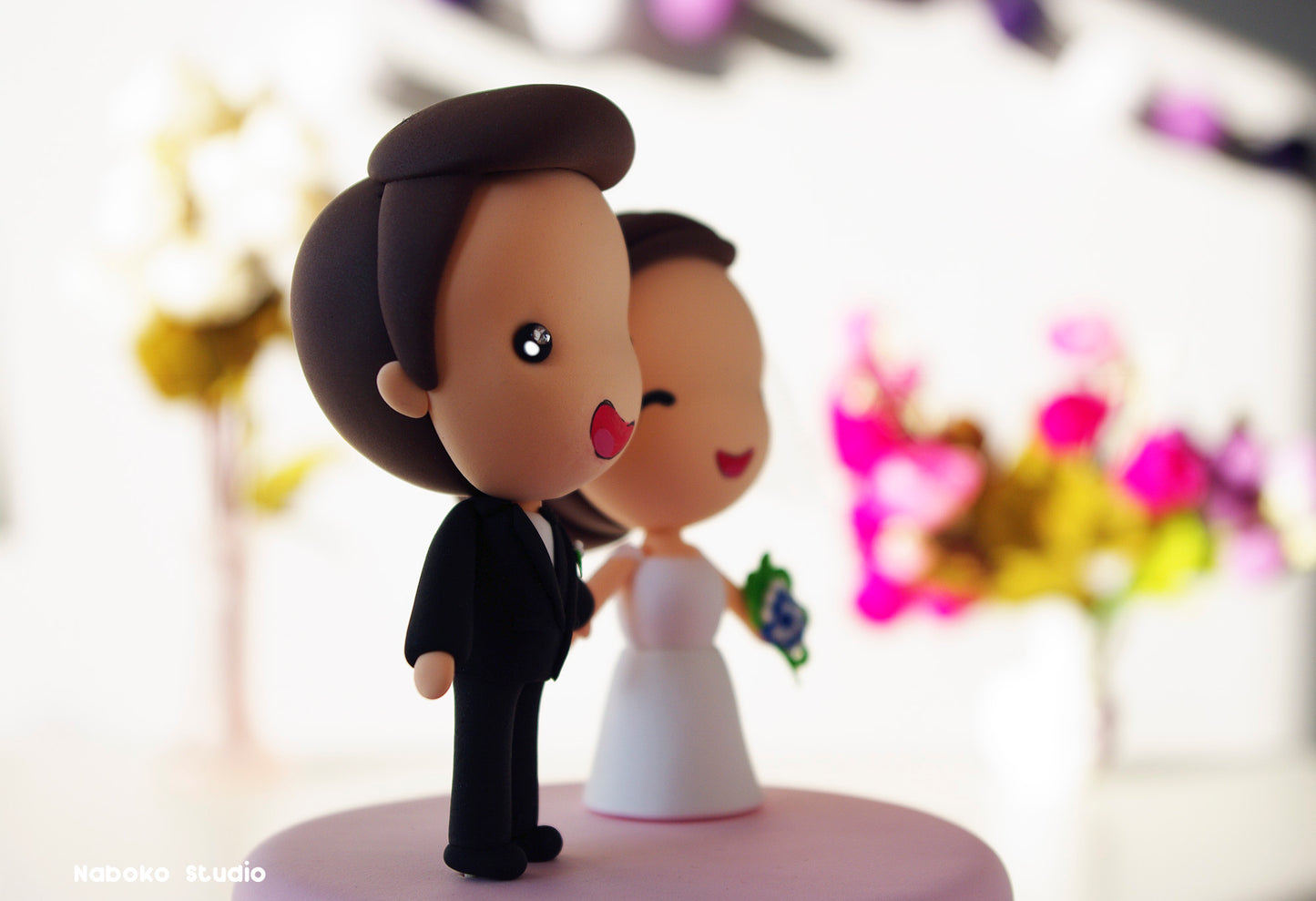 Cute Custom Wedding Cake Topper | Bride and Groom Figurine