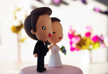 Cute Custom Wedding Cake Topper | Bride and Groom Figurine