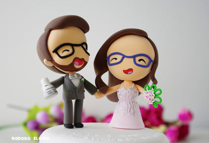 Custom Wedding Cake Topper | Chemist Groom and Bride Figurine