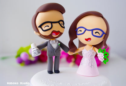 Custom Wedding Cake Topper | Chemist Groom and Bride Figurine