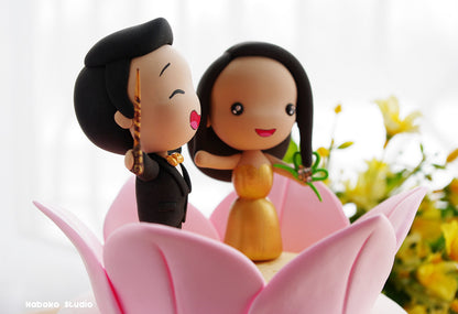 Indian Wedding Cake Topper | Bride and Groom in Lotus