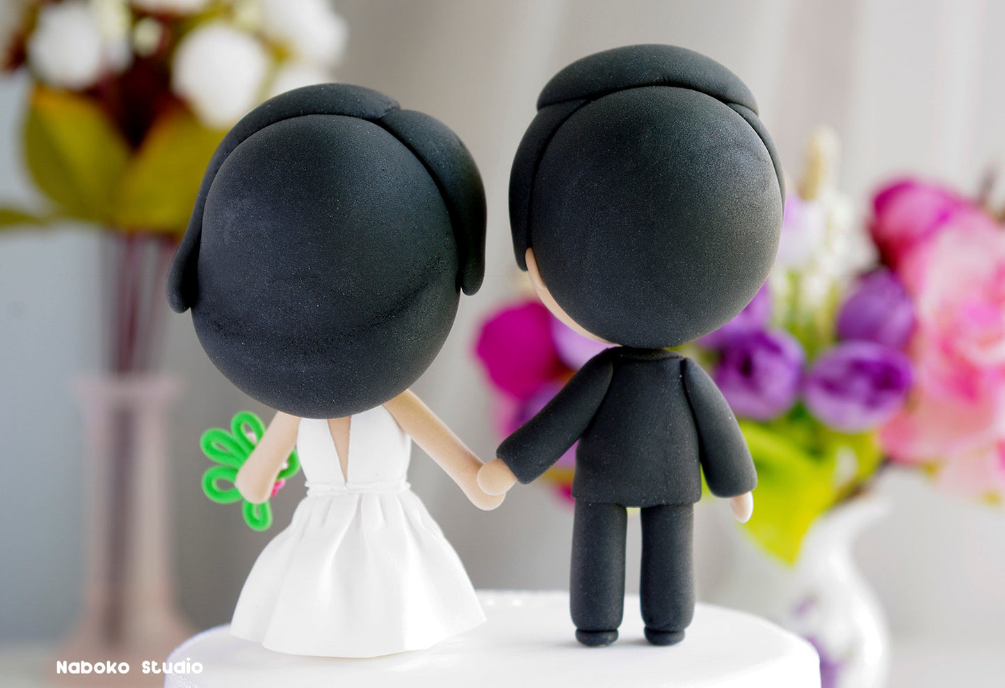 Custom Wedding Cake Topper | Just Married Bride and Groom Figurine