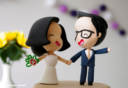 Funny Custom Wedding Cake Topper | Just Married Couple Figurine