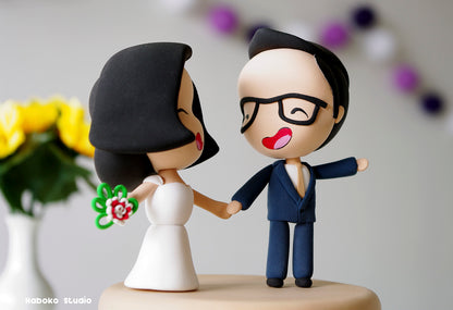 Funny Custom Wedding Cake Topper | Just Married Couple Figurine