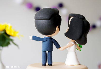 Funny Custom Wedding Cake Topper | Just Married Couple Figurine