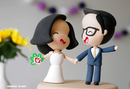 Funny Custom Wedding Cake Topper | Just Married Couple Figurine