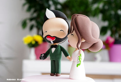 Custom Wedding Cake Topper | Bride and Photographer Groom Figurine