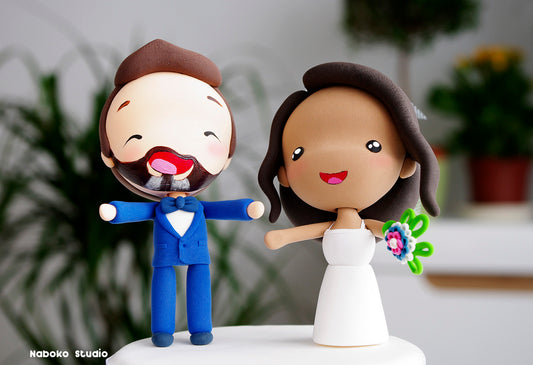 Custom Wedding Cake Topper Funny | Mixed Race Couple Figurine