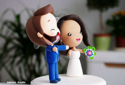 Custom Wedding Cake Topper Funny | Mixed Race Couple Figurine