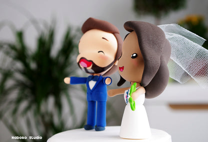 Custom Wedding Cake Topper Funny | Mixed Race Couple Figurine