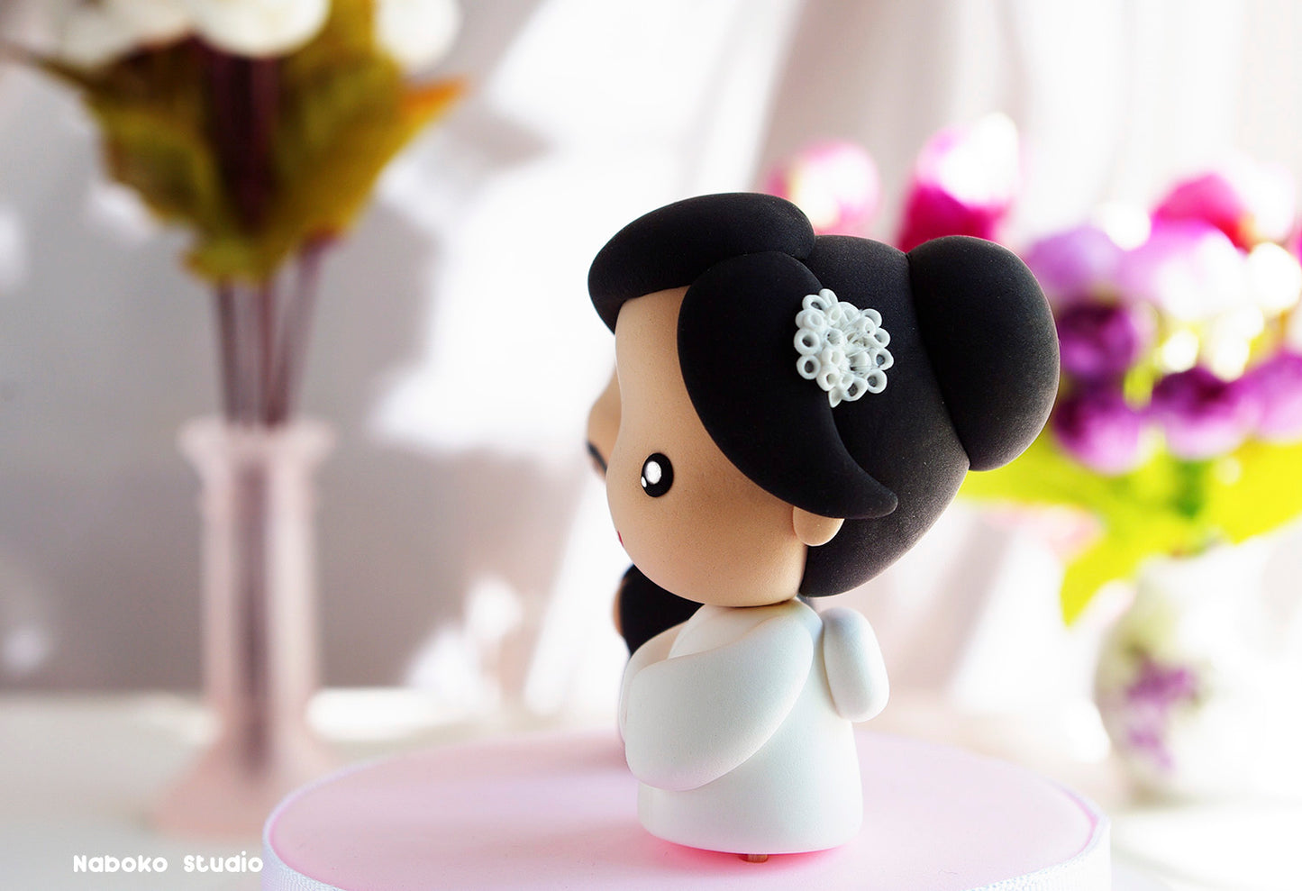 Japanese Wedding Cake Topper | Kawaii Bride and Groom Figurine