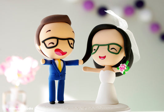 Custom Wedding Cake Topper Funny | Just Married Couple Figurine