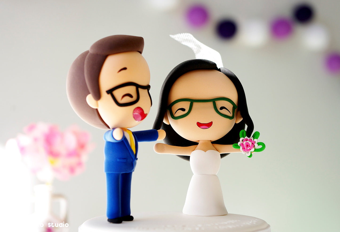 Custom Wedding Cake Topper Funny | Just Married Couple Figurine