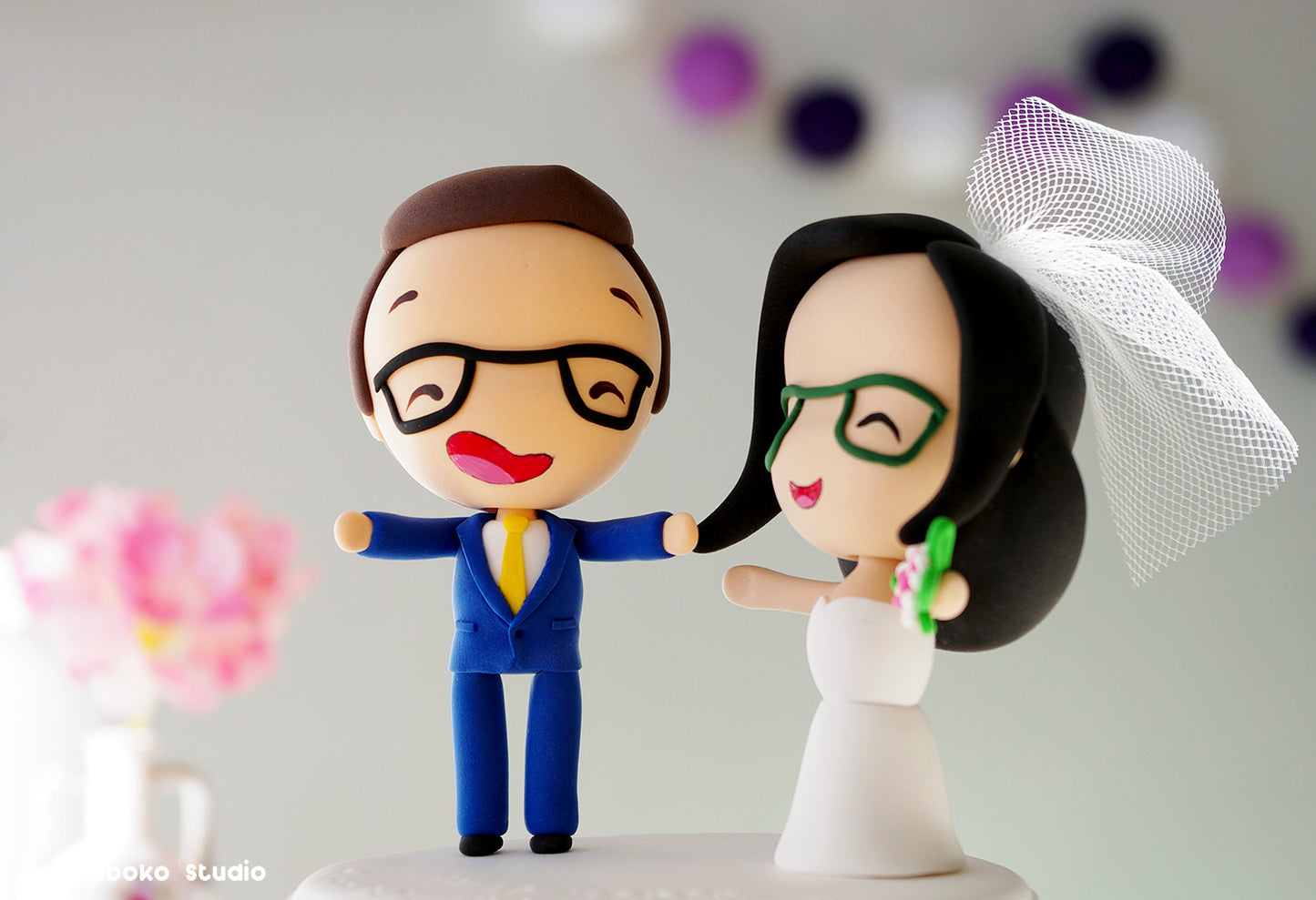 Custom Wedding Cake Topper Funny | Just Married Couple Figurine