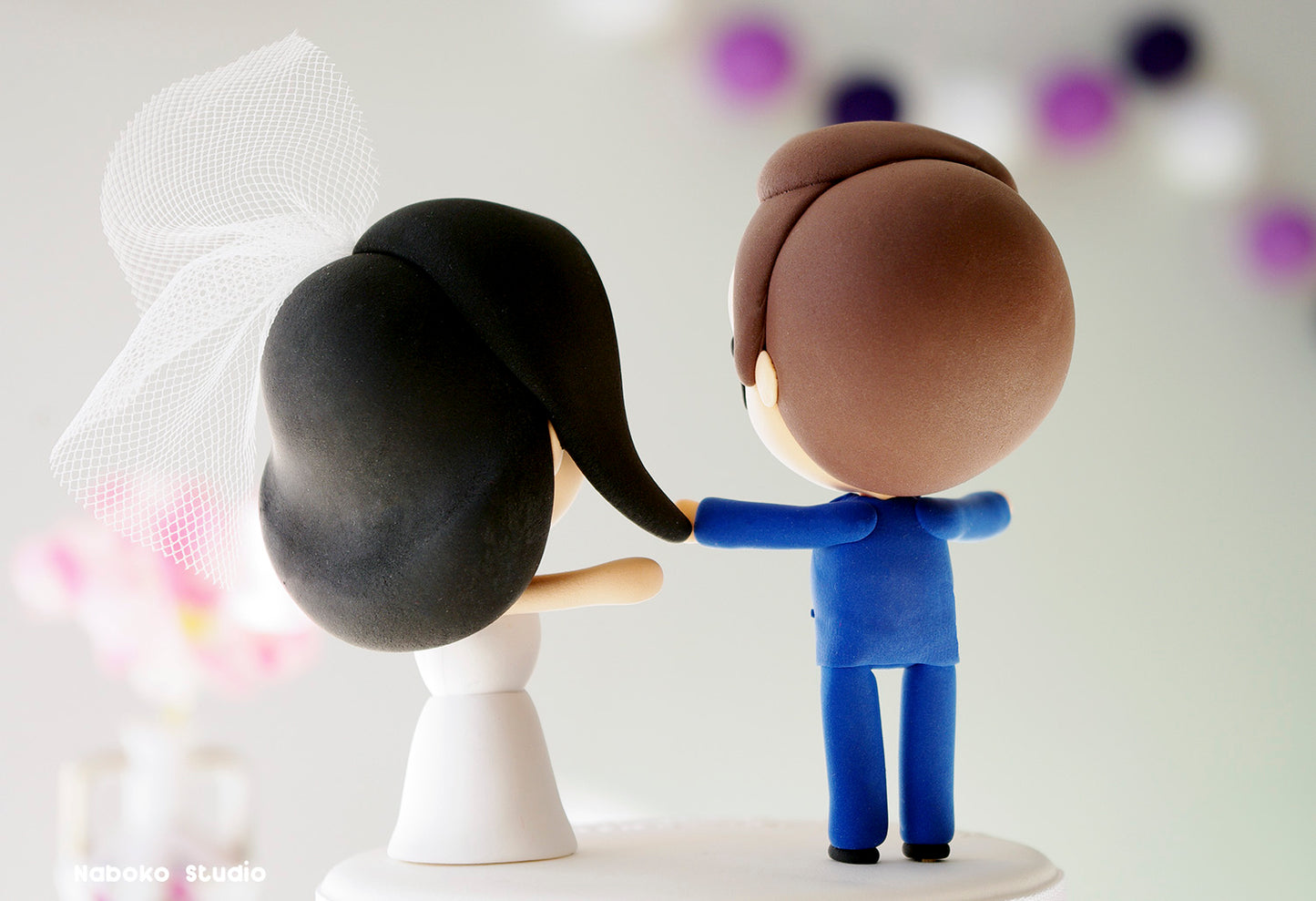 Custom Wedding Cake Topper Funny | Just Married Couple Figurine