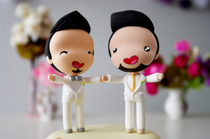 Gay Wedding Cake Topper | Groom and Groom Custom Figurine