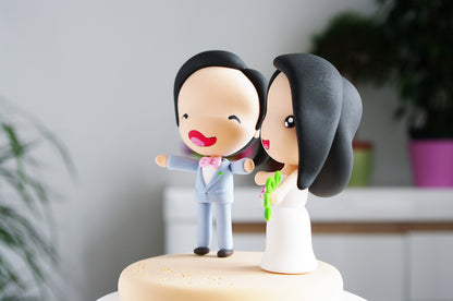 Cute Custom Wedding Cake Topper | Bride and Groom Figurine