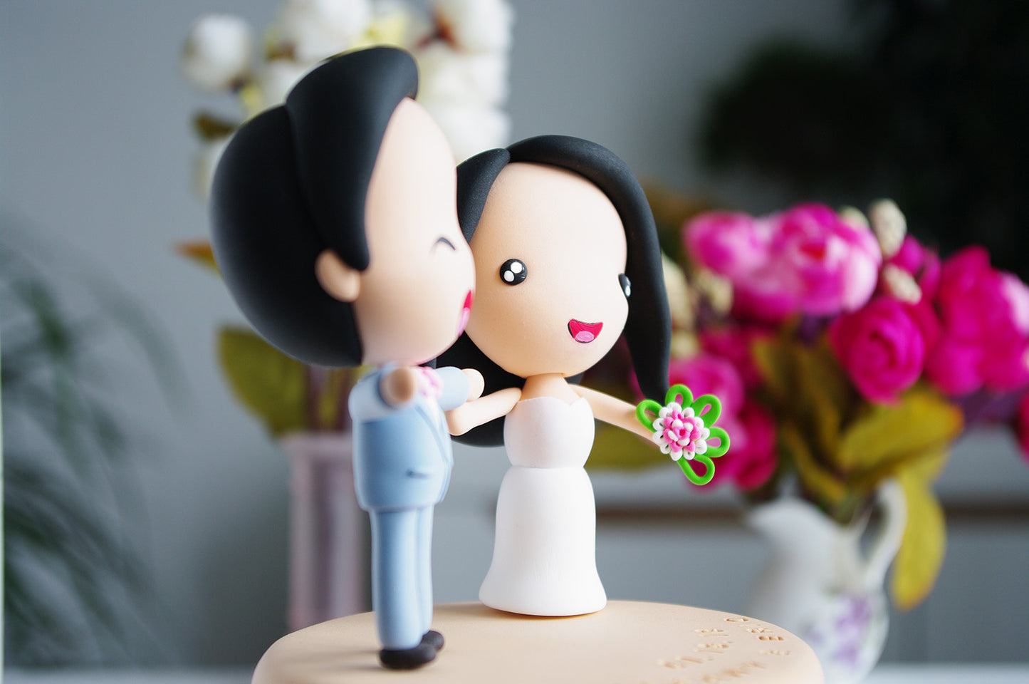 Cute Custom Wedding Cake Topper | Bride and Groom Figurine