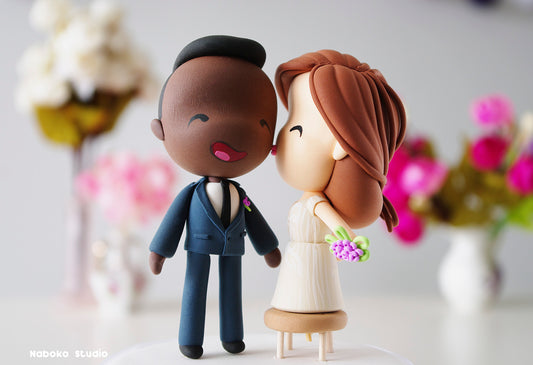 Custom Wedding Cake Topper | Short Bride Tall Groom Figurine